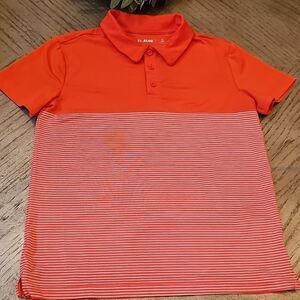 Orange Striped Polo Shirt Size M 8-10